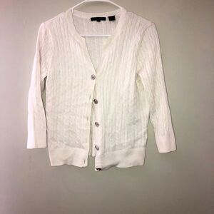 Jeanne  Pierre white cardigan button up